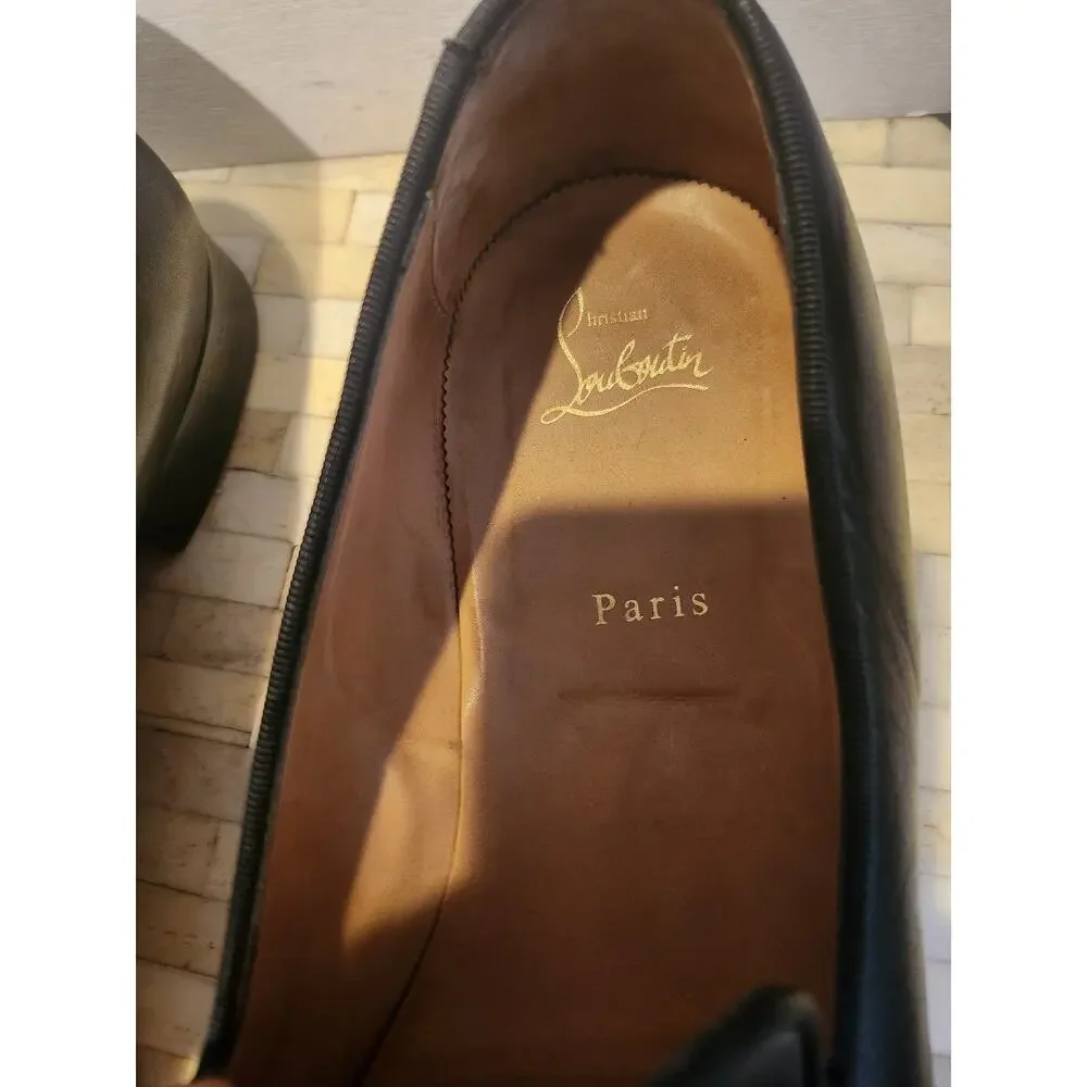 Christian Louboutin black leather loafers size 45